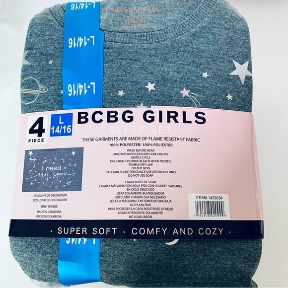 BCBG Girls Sleep Set Pajamas Lounge Wear NWT 4 Piece Set Size Large 14 - 16 - Picture 3 of 8